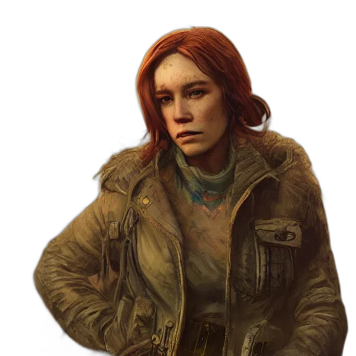 jacket, face, weapon, staff transparent PNG cut-out