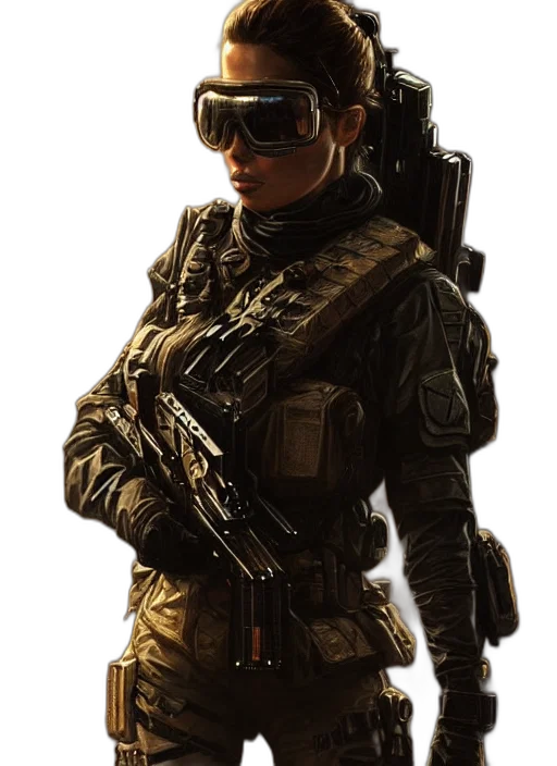 weapon, jacket, staff, face transparent PNG cut-out