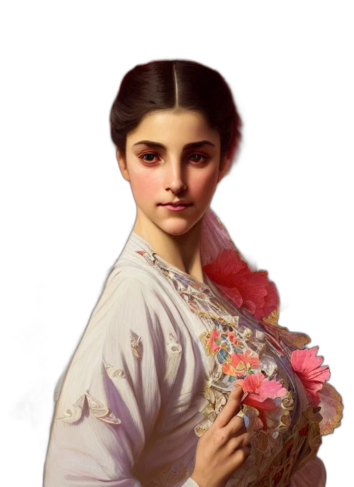 dress, face, jewelry, staff transparent PNG cut-out