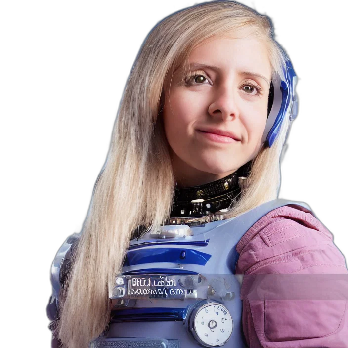 robot, staff, cyberpunk, portrait transparent PNG cut-out