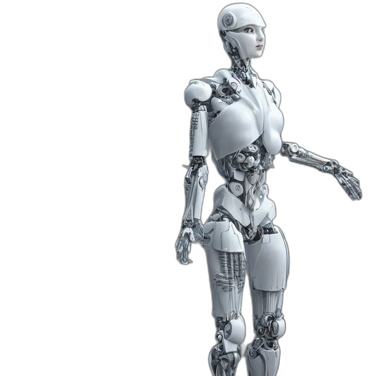 robot, 3d render, concept art, cyberpunk transparent PNG cut-out