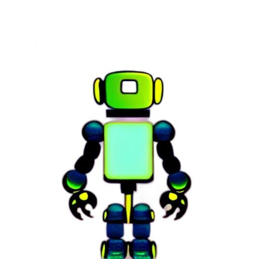 robot, staff, pixel art, 3d render transparent PNG cut-out