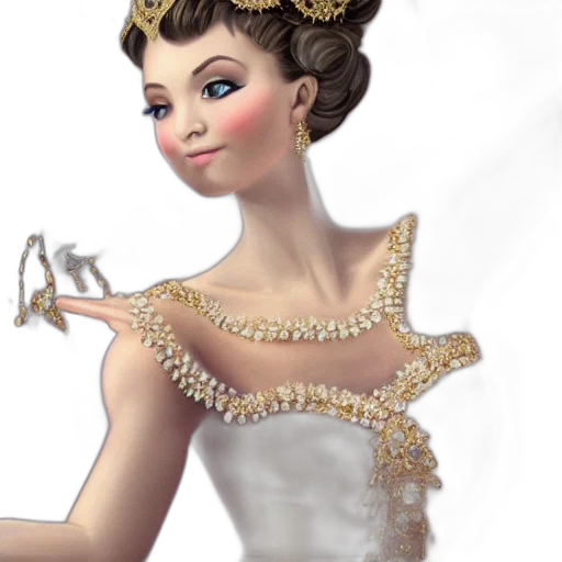 dress, crown, jewelry, staff transparent PNG cut-out