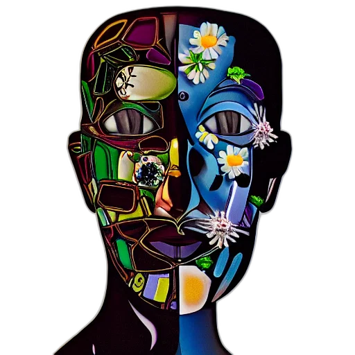 mask, face, robot, flower transparent PNG cut-out