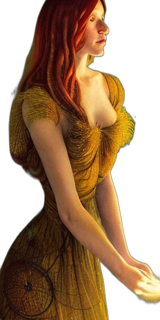 dress, dragon, hair, fantasy art transparent PNG cut-out