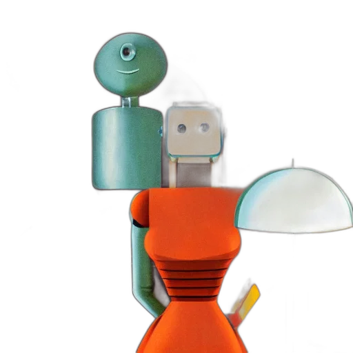 robot, staff, 3d render, concept art transparent PNG cut-out