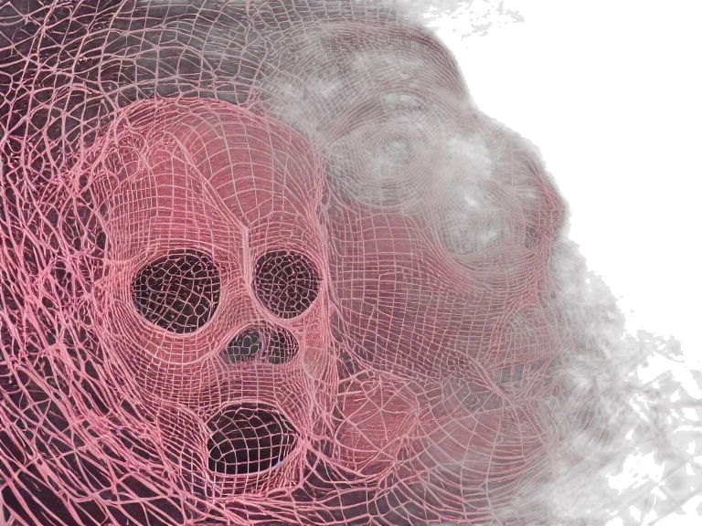mask, hair, face, 3d render transparent PNG cut-out
