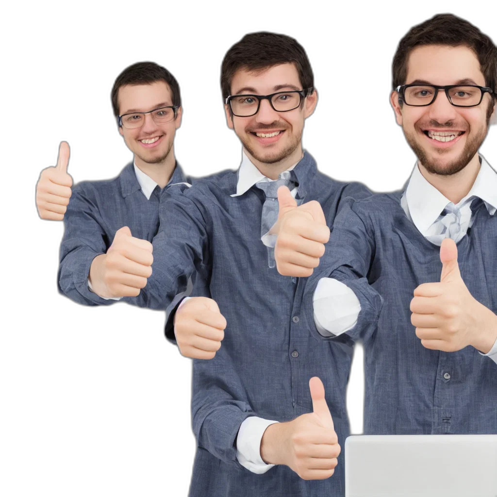 staff, robot, 3d render, smiling transparent PNG cut-out