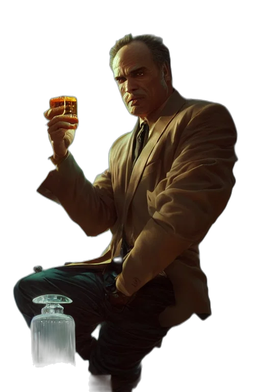 jacket, face, bottle, concept art transparent PNG cut-out