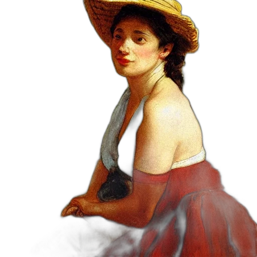 dress, hat, face, staff transparent PNG cut-out