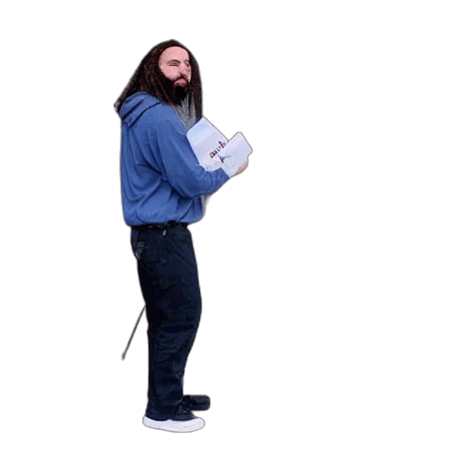 jacket, staff, hair, robot transparent PNG cut-out