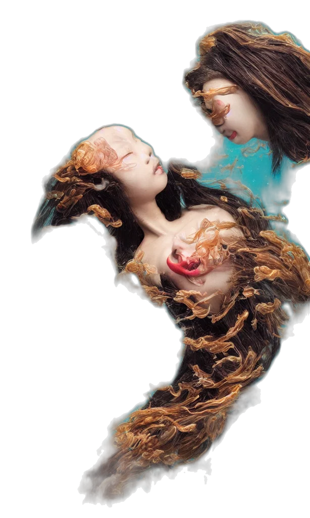 dress, hair, photorealistic, fantasy art transparent PNG cut-out