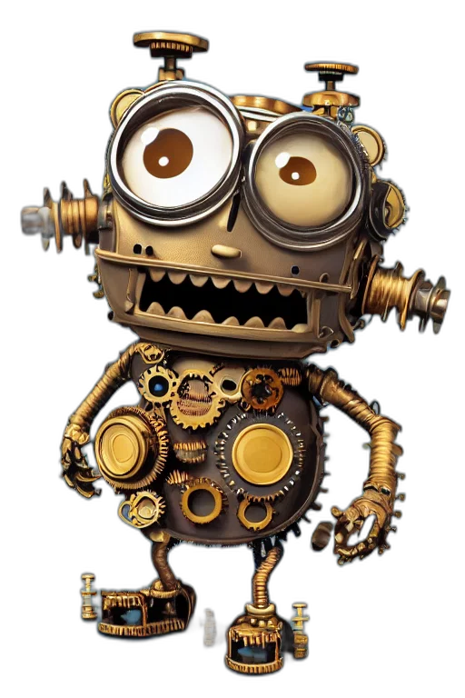 robot, staff, concept art, 3d render transparent PNG cut-out