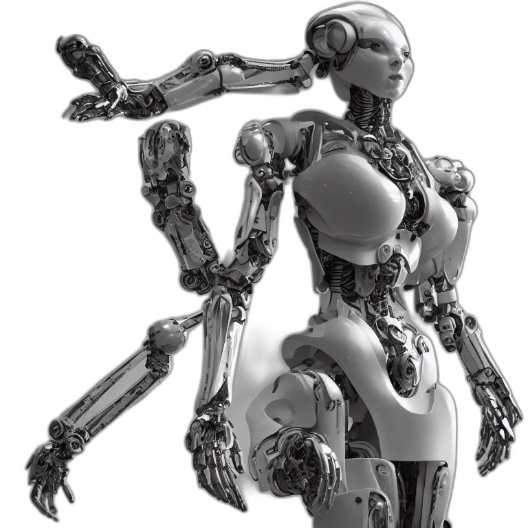 robot, concept art, 3d render, cyberpunk transparent PNG cut-out