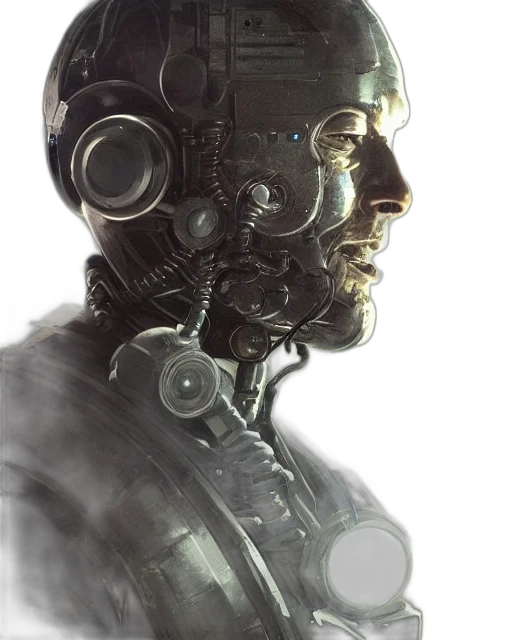robot, face, mask, cyberpunk transparent PNG cut-out