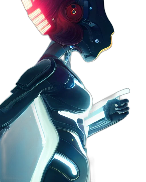robot, staff, concept art, cyberpunk transparent PNG cut-out
