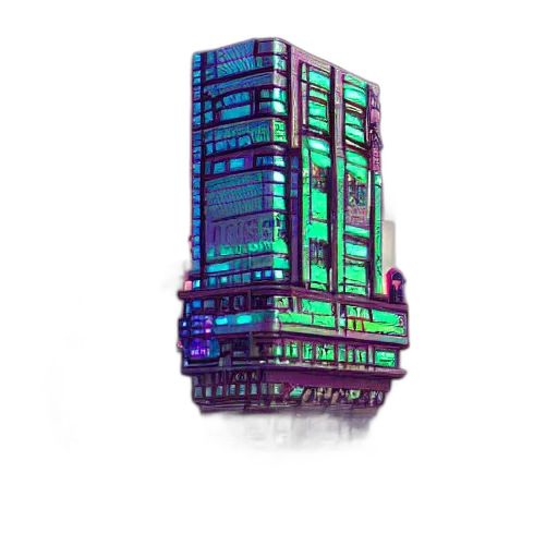 building, robot, cyberpunk, 3d render transparent PNG cut-out