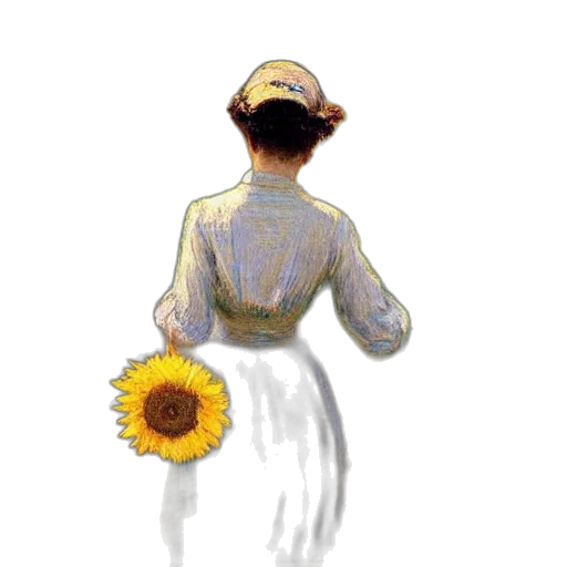 dress, flower, hat, staff transparent PNG cut-out