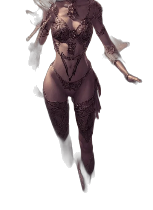 dress, mask, creature, staff transparent PNG cut-out