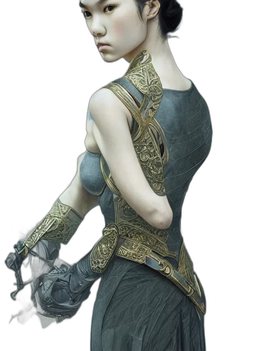 dress, jewelry, staff, weapon transparent PNG cut-out