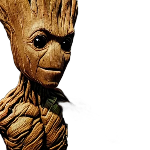 3d render, concept art, groot, over transparent PNG cut-out