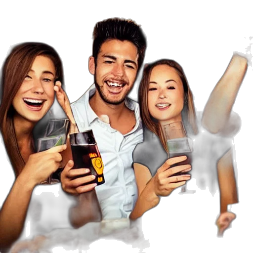 photorealistic, 3d render, party, friends transparent PNG cut-out
