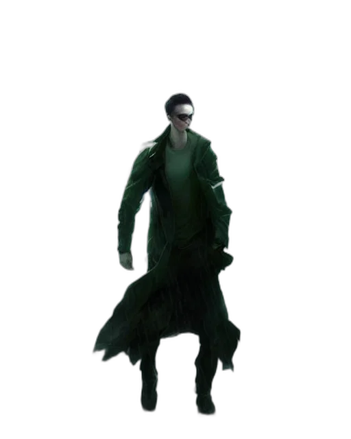 jacket, creature, staff, mask transparent PNG cut-out