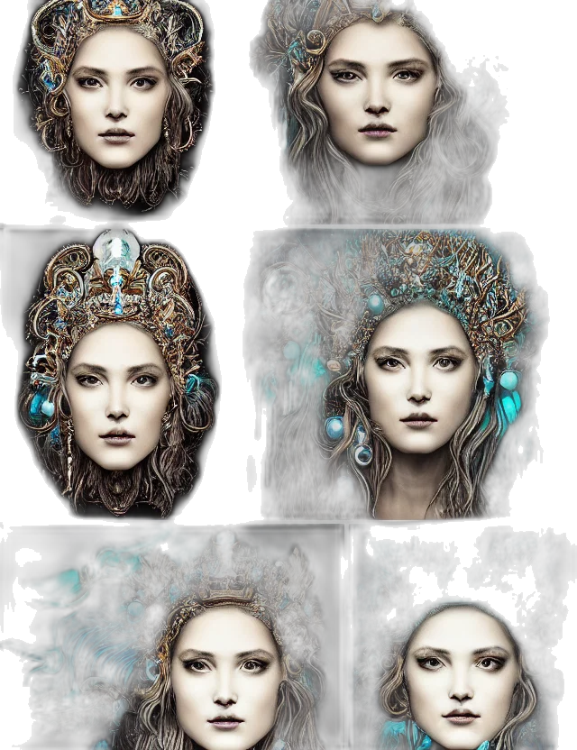 jewelry, crown, face, fantasy art transparent PNG cut-out