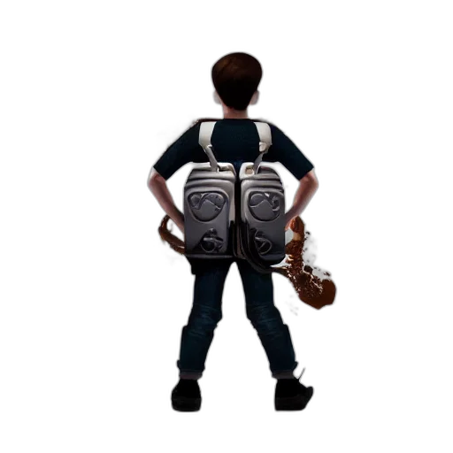 robot, jacket, staff, 3d render transparent PNG cut-out