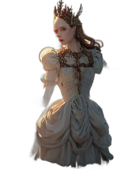 dress, crown, staff, jewelry transparent PNG cut-out