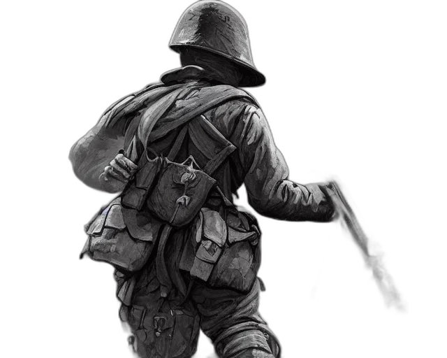 weapon, jacket, staff, hat transparent PNG cut-out