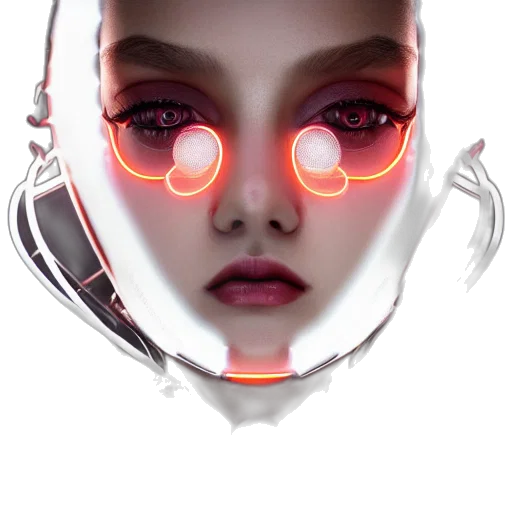 robot, face, mask, cyberpunk transparent PNG cut-out