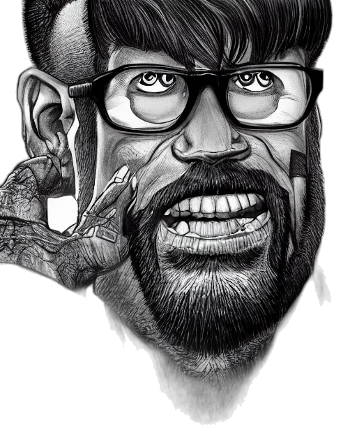 face, comic book art, cartoon, pencil sketch transparent PNG cut-out