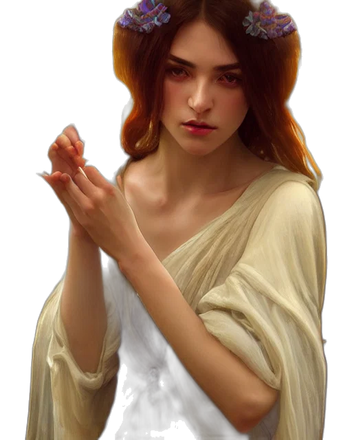 dress, jewelry, staff, fantasy art transparent PNG cut-out