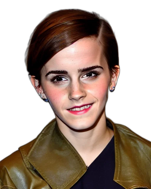 face, jacket, hair, photorealistic transparent PNG cut-out