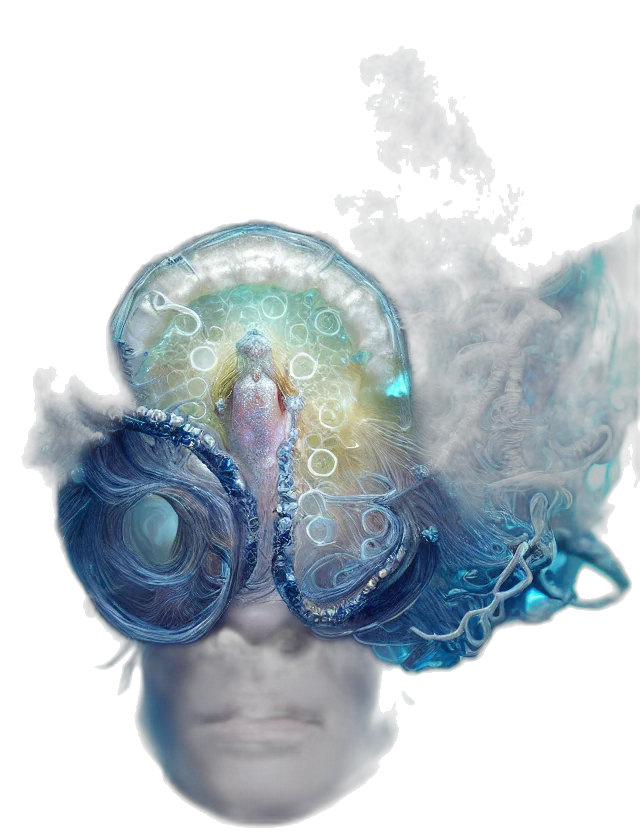 mask, hair, creature, staff transparent PNG cut-out