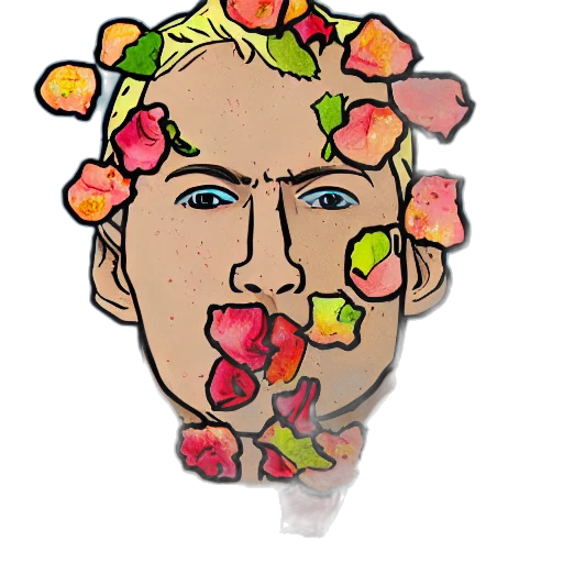 flower, face, crown, staff transparent PNG cut-out