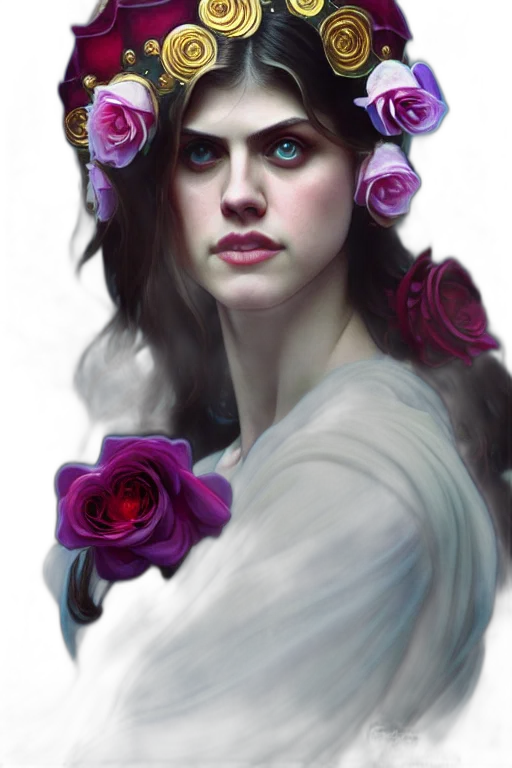 crown, face, flower, fantasy art transparent PNG cut-out