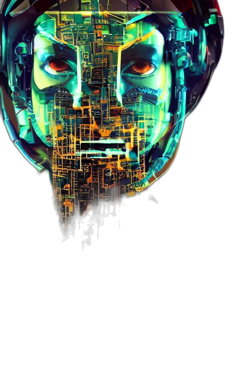 robot, mask, face, cyberpunk transparent PNG cut-out