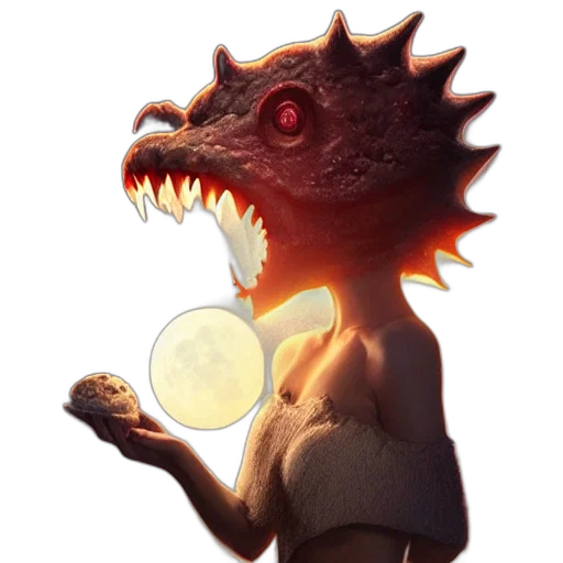 dragon, creature, staff, mask transparent PNG cut-out