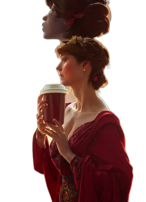 dress, crown, staff, oil painting transparent PNG cut-out