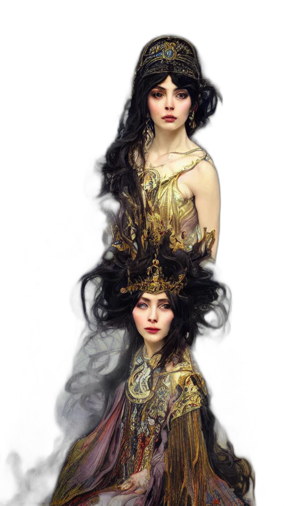 crown, dress, hair, fantasy art transparent PNG cut-out