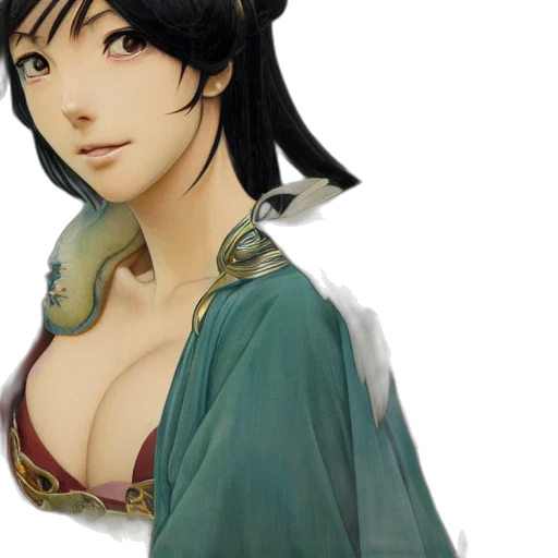 face, dress, staff, fantasy art transparent PNG cut-out