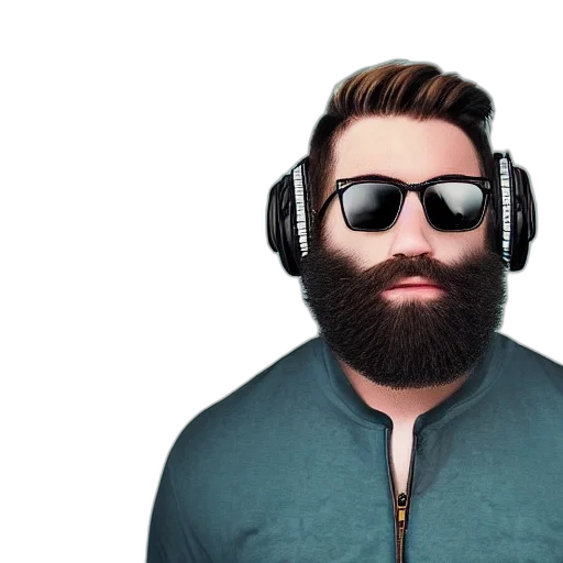 face, hair, jacket, 3d render transparent PNG cut-out