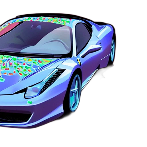 car, 3d render, vaporwave, pixel art transparent PNG cut-out