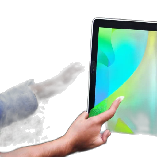 3d render, person, reviewing, tablet transparent PNG cut-out
