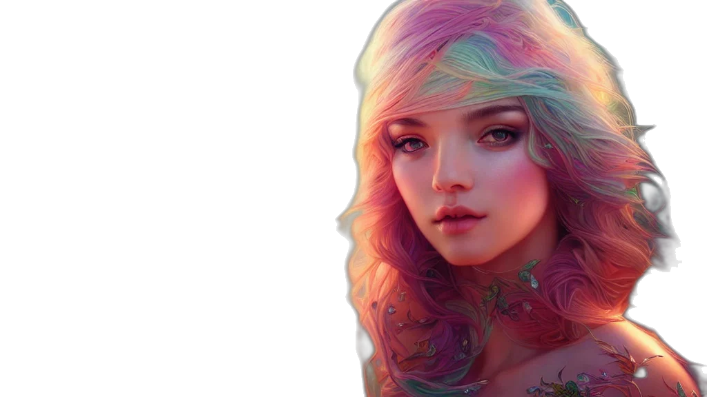 face, dress, hair, photorealistic transparent PNG cut-out