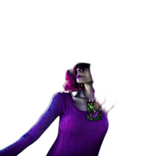 dress, creature, staff, flower transparent PNG cut-out