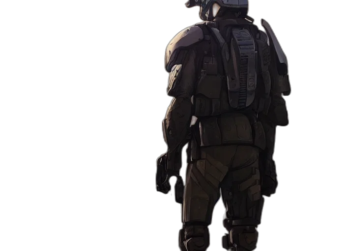 jacket, weapon, staff, robot transparent PNG cut-out