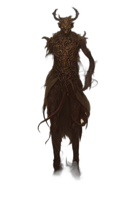 creature, mask, hair, staff transparent PNG cut-out